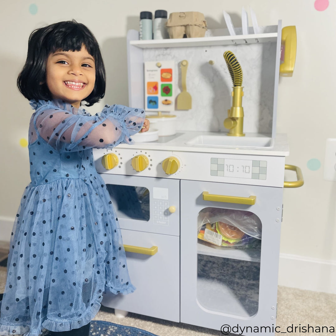 Teamson Kids Little Chef Memphis Play Kitchen, Gray/Gold