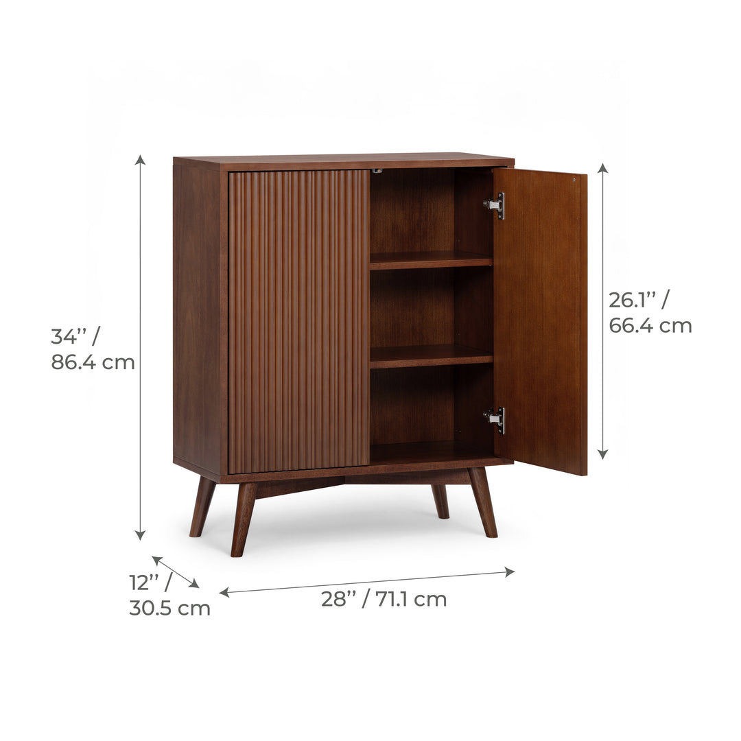 Tremolo 28'' Wide Mixed Woods Accent Cabinet with Fluted Fronts by Teamson Home
