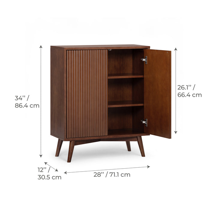 Tremolo 28'' Wide Mixed Woods Accent Cabinet with Fluted Fronts by Teamson Home
