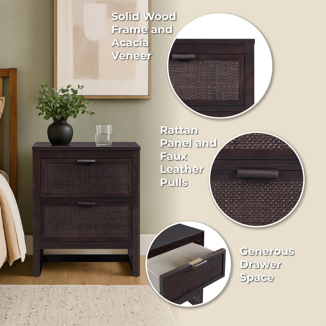 Hatteras 20'' Wide Wood Nightstand with 2 Drawers by Teamson Home