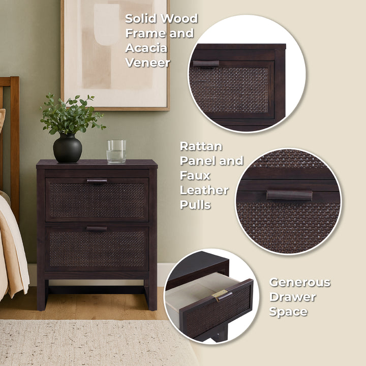 Hatteras 20'' Wide Wood Nightstand with 2 Drawers by Teamson Home