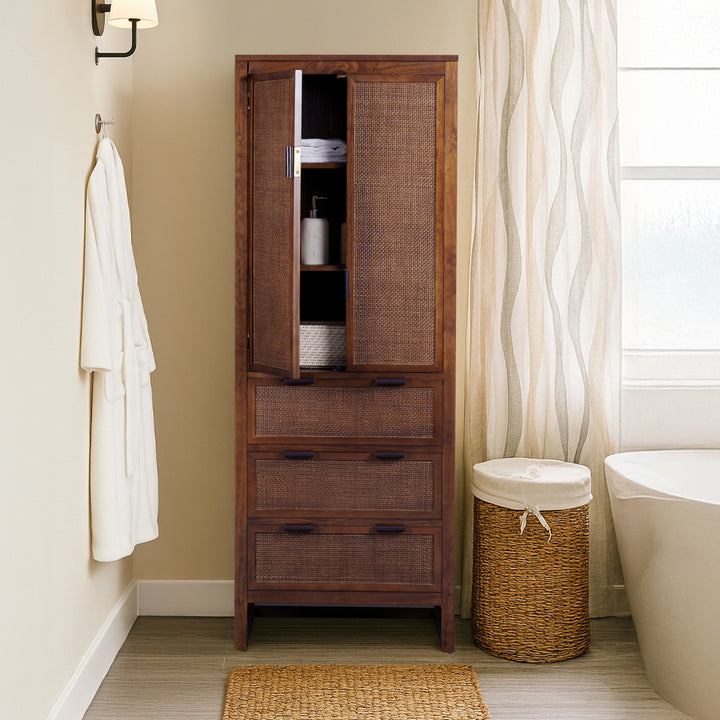 Hatteras 24'' Wide Wood Linen Cabinet with Drawers and Shelved Compartments by Teamson Home