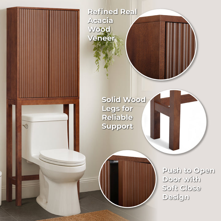 Tremolo 24'' Wide Wooden Over the Toilet Cabinet with Fluted Fronts by Teamson Home