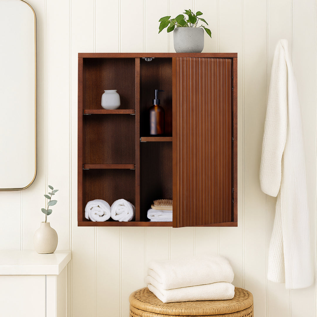 Tremolo 22'' Wide Wooden 1-Door Wall Cabinet with Open Storage by Teamson Home