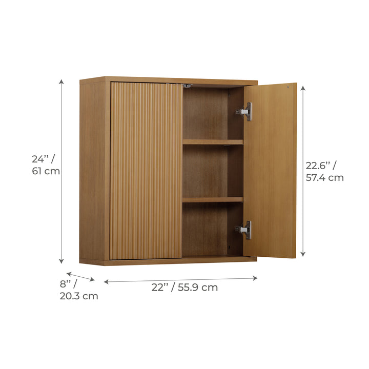 Tremolo 22'' Wide Wooden 2-Door Wall Cabinet with Fluted Fronts by Teamson Home