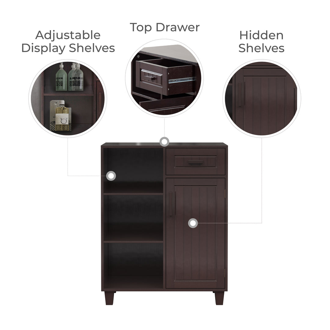 Teamson Home Catalina Single Door Free Standing Cabinet with Open Shelves and Drawer -FINAL SALE