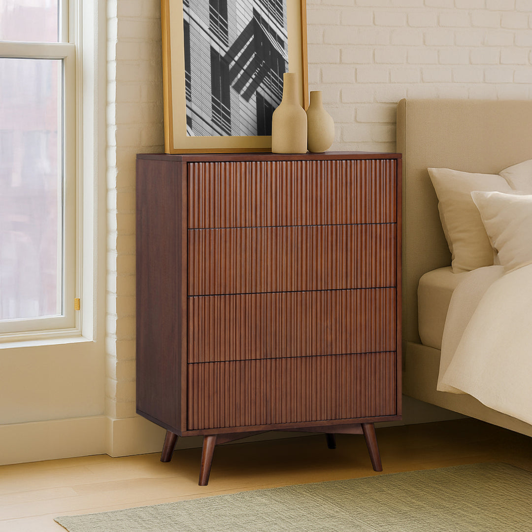 Tremolo 30'' Wide Wooden 4-Drawer Dresser with Fluted Fronts by Teamson Home