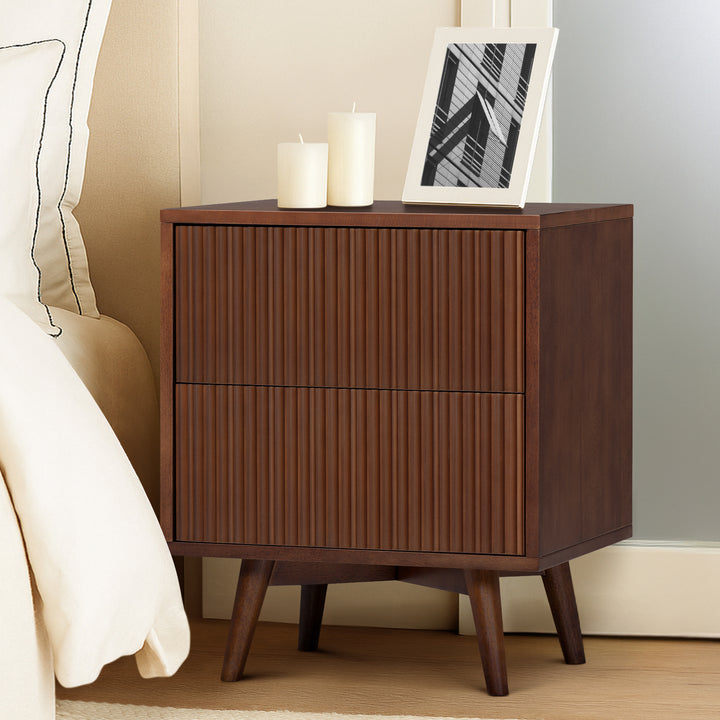 Tremolo 20'' Wide Wooden 2-Drawer Nightstand with Fluted Fronts by Teamson Home