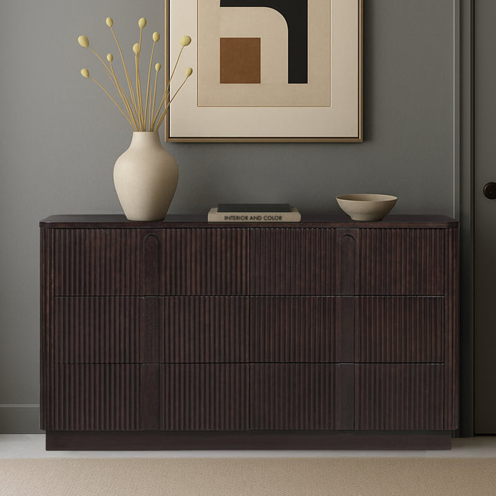 Potomac 55'' W Solid Wood Frame Dresser with 6 Push to Open Drawers
