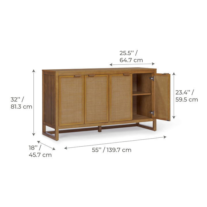 Hatteras 55'' Wide Wood Sideboard Cabinet with 4 Doors by Teamson Home