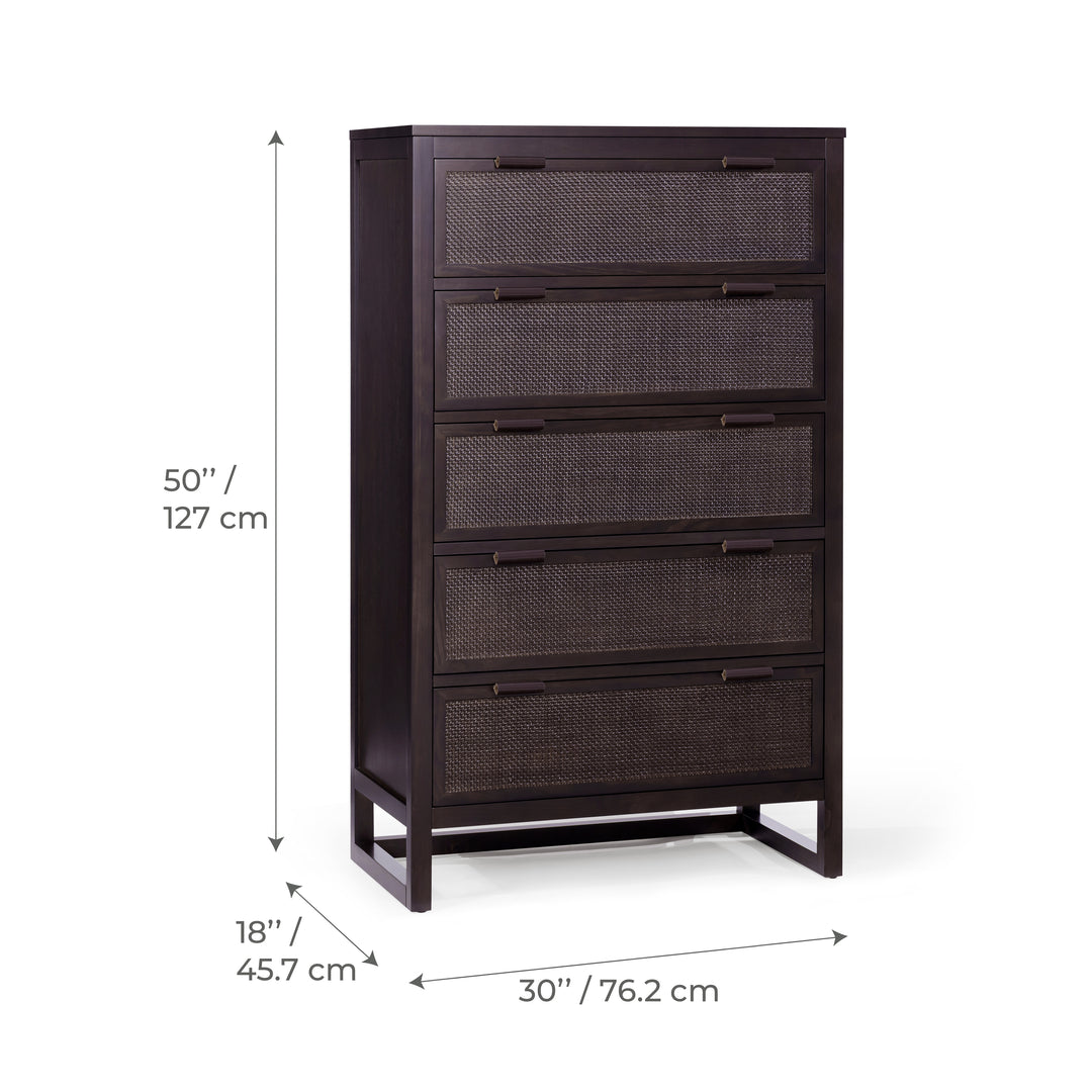 Hatteras 30'' Wide Wood Dresser with 5 Drawers by Teamson Home