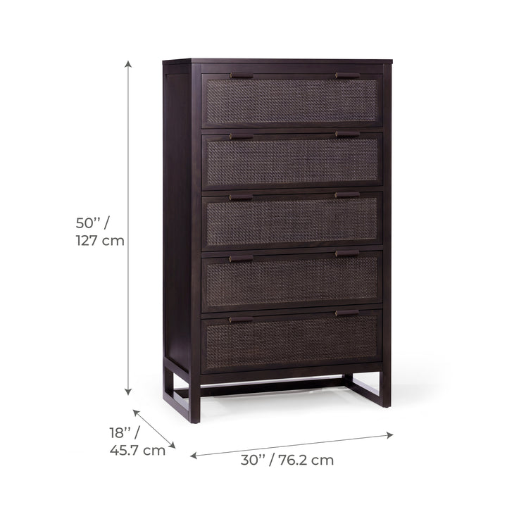 Hatteras 30'' Wide Wood Dresser with 5 Drawers by Teamson Home