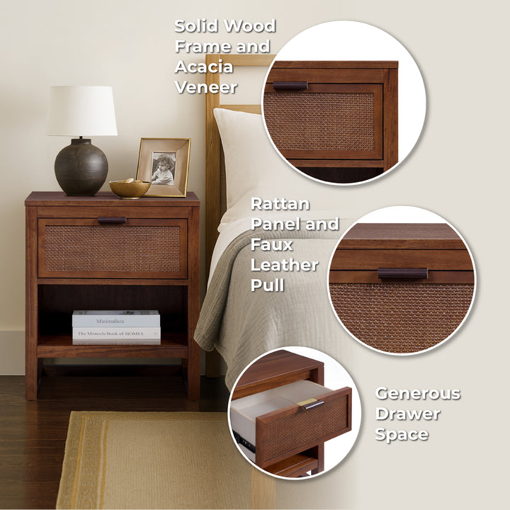 Hatteras 20'' Wide Wood Nightstand with Open and Closed Storage by Teamson Home