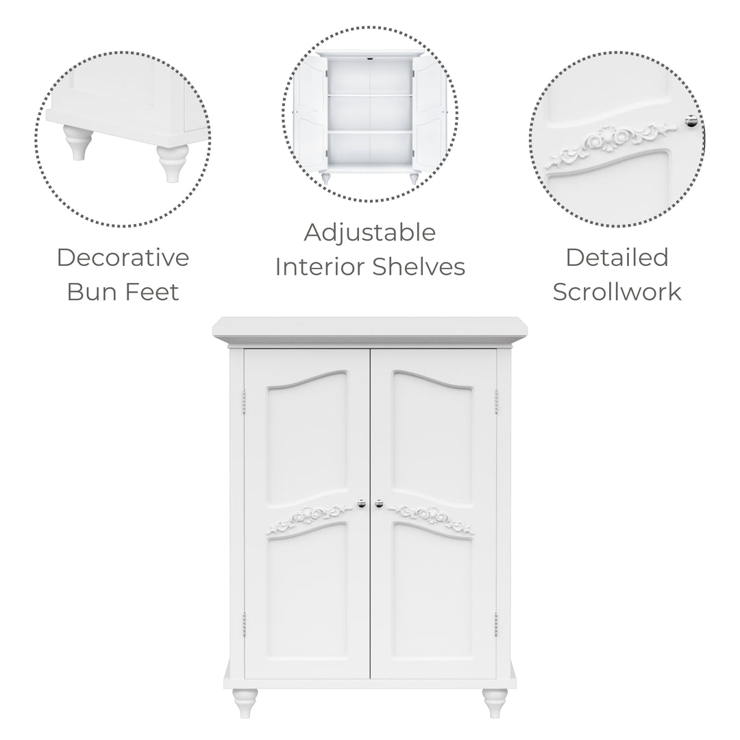 Teamson Home Versailles Floor Cabinet with 2 Shelves, White