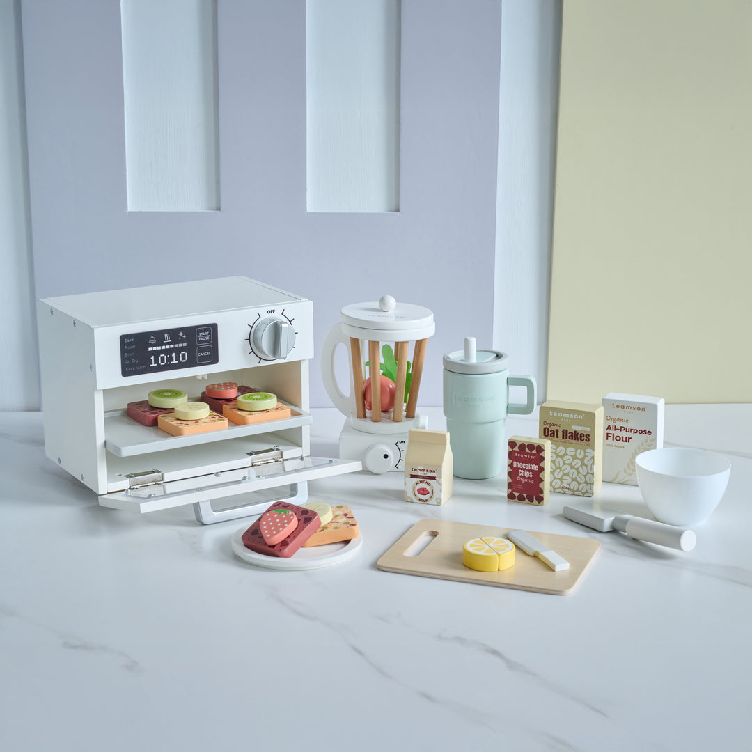 Wooden Healthy Dessert Set with 27 Accessories, White - Little Chef Santa Barbara by Teamson Kids