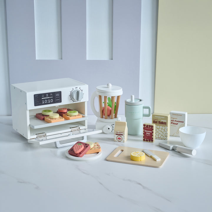 Wooden Healthy Dessert Set with 27 Accessories, White - Little Chef Santa Barbara by Teamson Kids