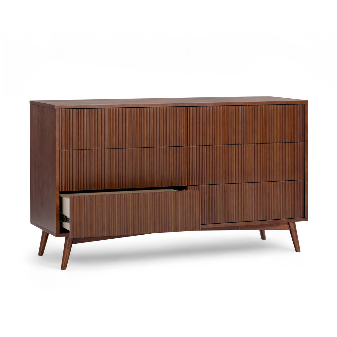 Tremolo 30'' Wide Wooden 6-Drawer Horizontal Dresser with Fluted Fronts by Teamson Home