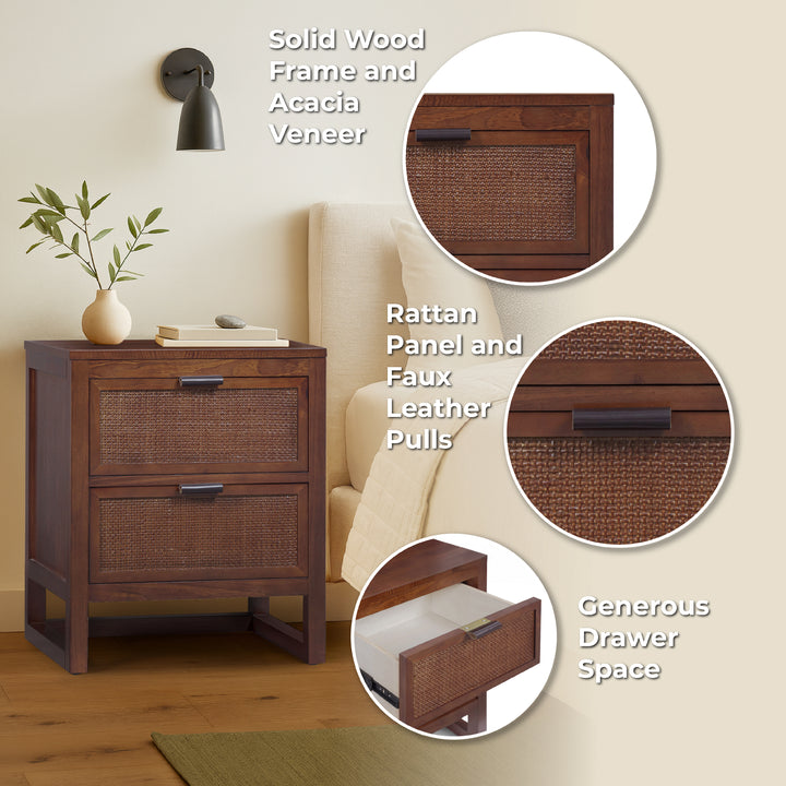 Hatteras 20'' Wide Wood Nightstand with 2 Drawers by Teamson Home