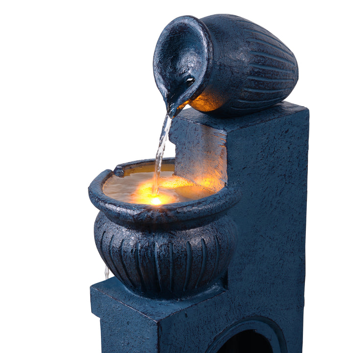 Teamson Home 4-Tier 28.5'' Solar Outdoor Garden Fountain with LED Light & Pump