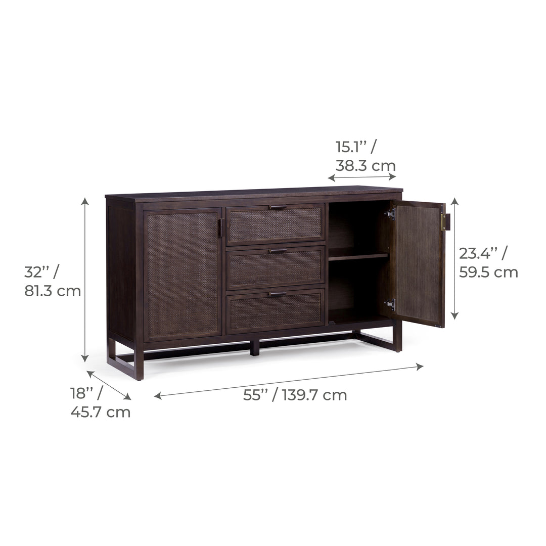 Hatteras 55'' Wide Sideboard Cabinet with Dual & Ample Storage by Teamson Home