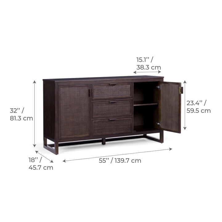 Hatteras 55'' Wide Sideboard Cabinet with Dual & Ample Storage by Teamson Home