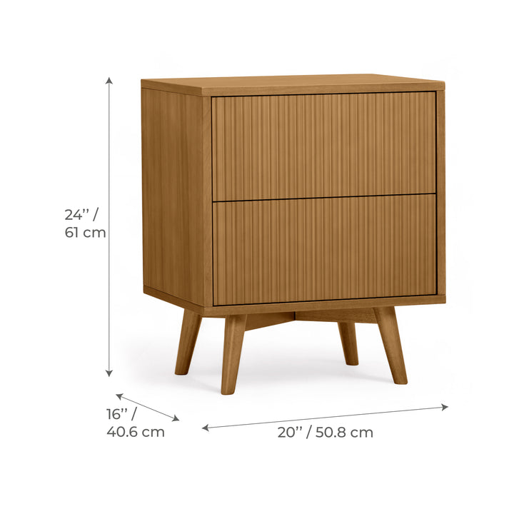 Tremolo 20'' Wide Wooden 2-Drawer Nightstand with Fluted Fronts by Teamson Home