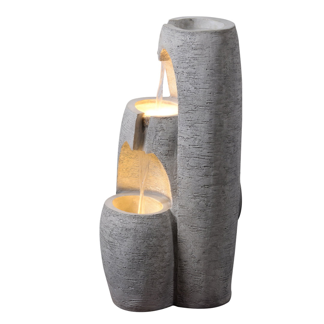 3-Tier Cascading Urn Outdoor Water Fountain with Warm Glow Lighting