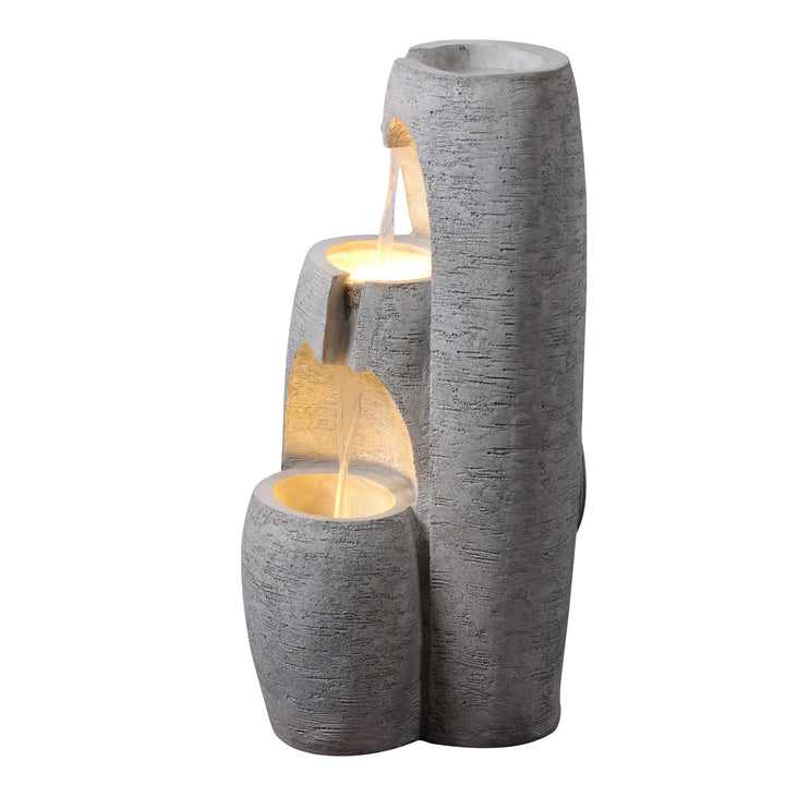 3-Tier Cascading Urn Outdoor Water Fountain with Warm Glow Lighting