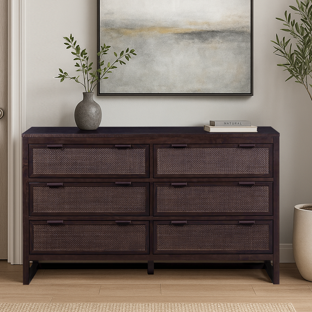 Hatteras 55'' Wide Wood Dresser with 6 Drawers by Teamson Home