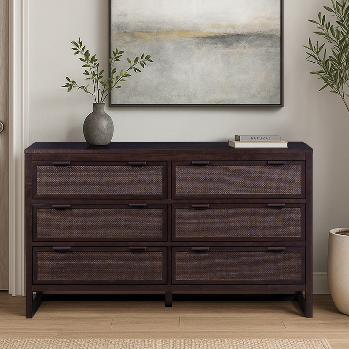 Hatteras 55'' Wide Wood Dresser with 6 Drawers by Teamson Home