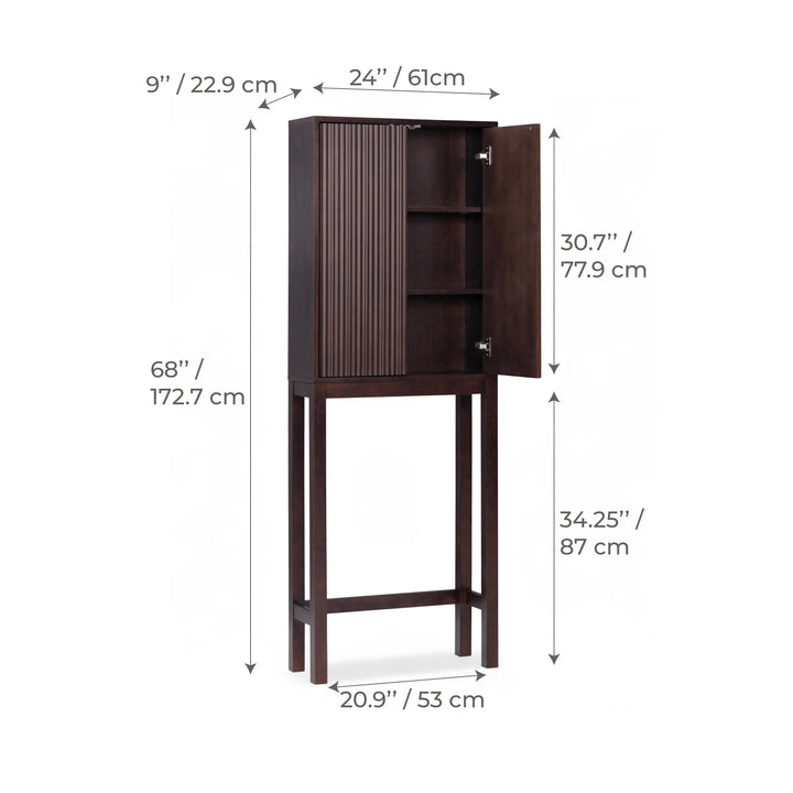 Tremolo 24'' Wide Wooden Over the Toilet Cabinet with Fluted Fronts by Teamson Home