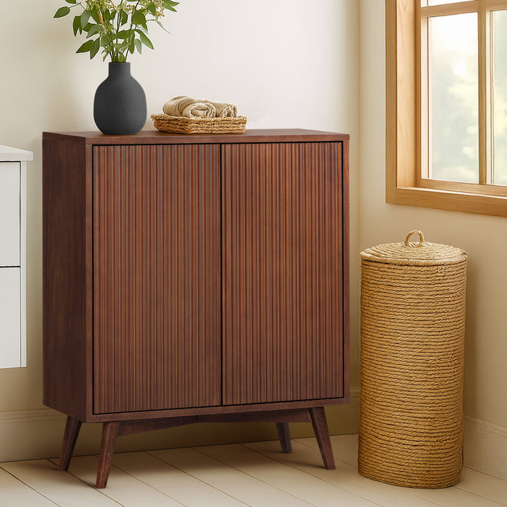 Tremolo 28'' Wide Mixed Woods Accent Cabinet with Fluted Fronts by Teamson Home