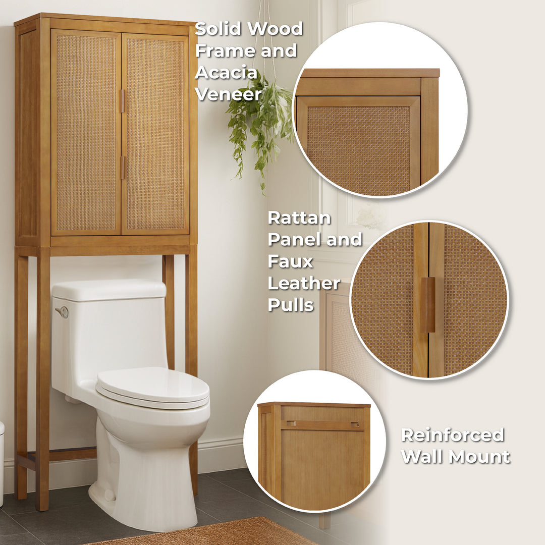 Hatteras 24'' Wide Wood Over the Toilet Cabinet  with 2 Doors by Teamson Home