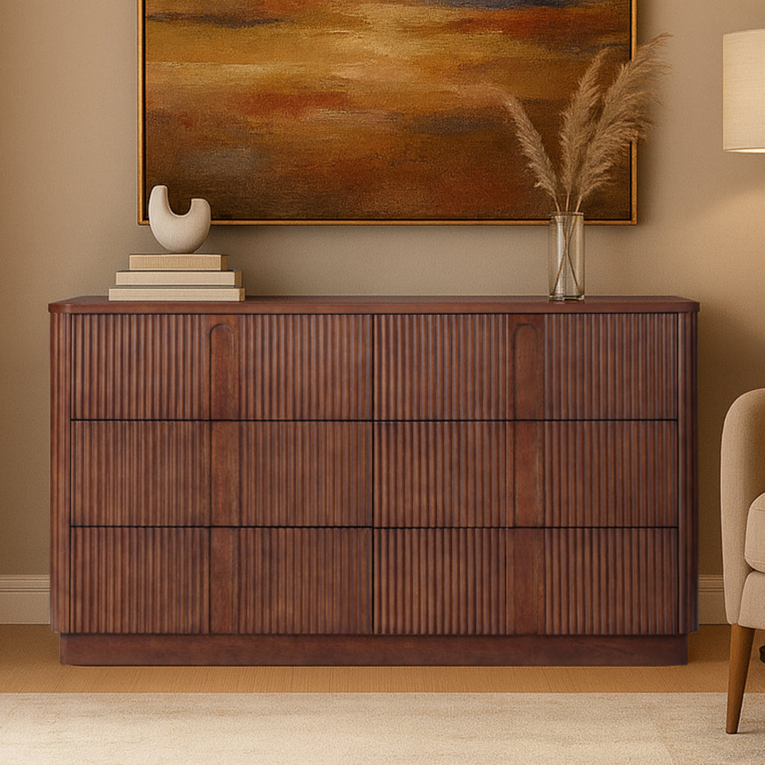 Potomac 55'' W Solid Wood Frame Dresser with 6 Push to Open Drawers
