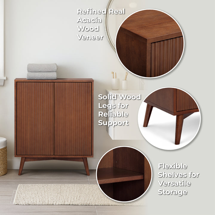 Tremolo 28'' Wide Mixed Woods Accent Cabinet with Fluted Fronts by Teamson Home