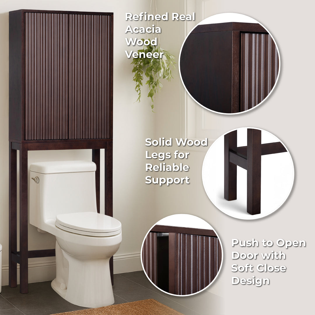 Tremolo 24'' Wide Wooden Over the Toilet Cabinet with Fluted Fronts by Teamson Home