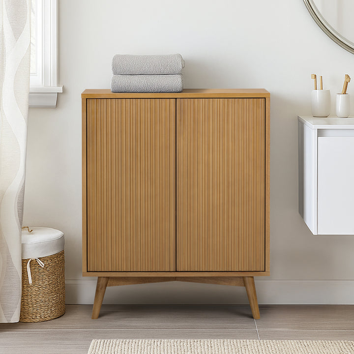Tremolo 28'' Wide Mixed Woods Accent Cabinet with Fluted Fronts by Teamson Home