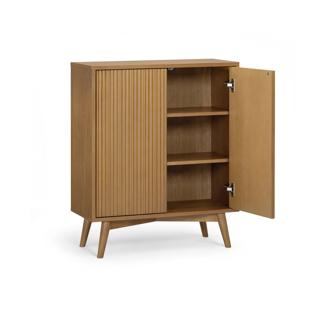 Tremolo 28'' Wide Mixed Woods Accent Cabinet with Fluted Fronts by Teamson Home