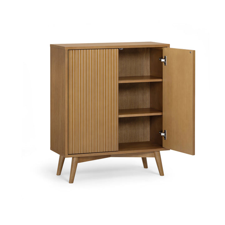 Tremolo 28'' Wide Mixed Woods Accent Cabinet with Fluted Fronts by Teamson Home