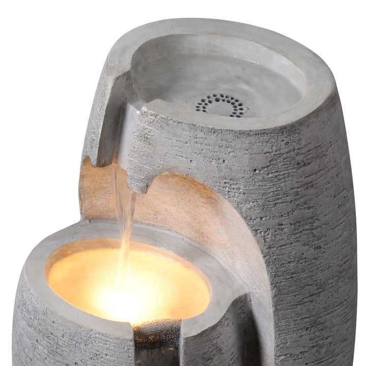 3-Tier Cascading Urn Outdoor Water Fountain with Warm Glow Lighting