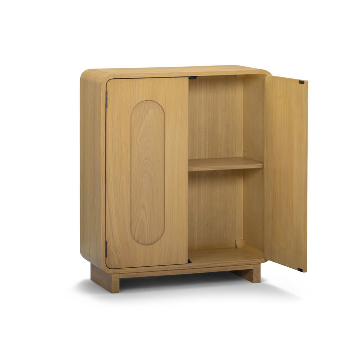 Tenley 28'' W Oak Veneer Accent Cabinet with Recessed Handle & Adjustable Shelf by Teamson Home