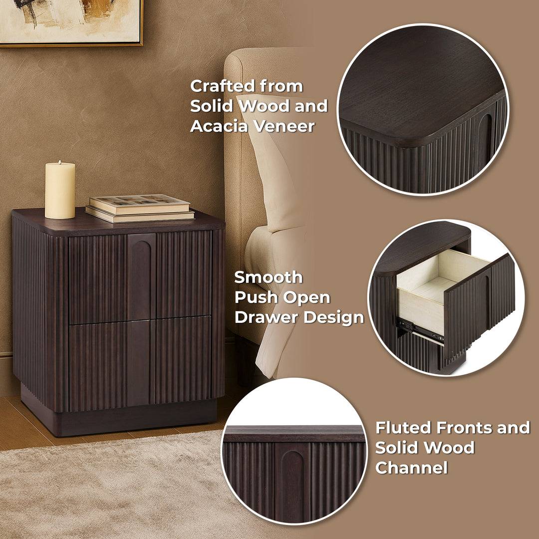 Potomac 20'' W Solid Wood Frame Nightstand with 2 Push to Open Drawers