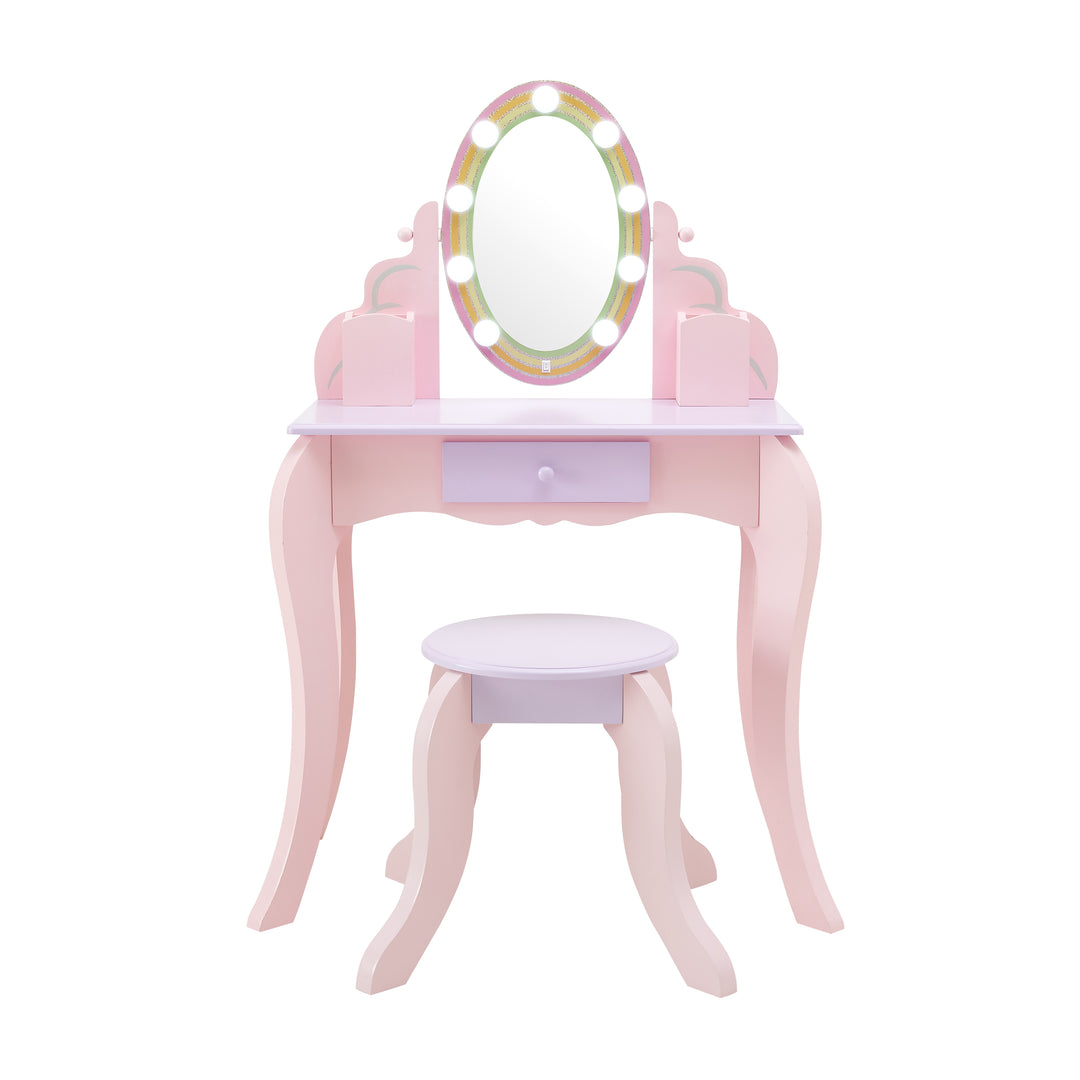 Fantasy Fields Little Princess Rapunzel Vanity with LED Illuminated Mirror with stool