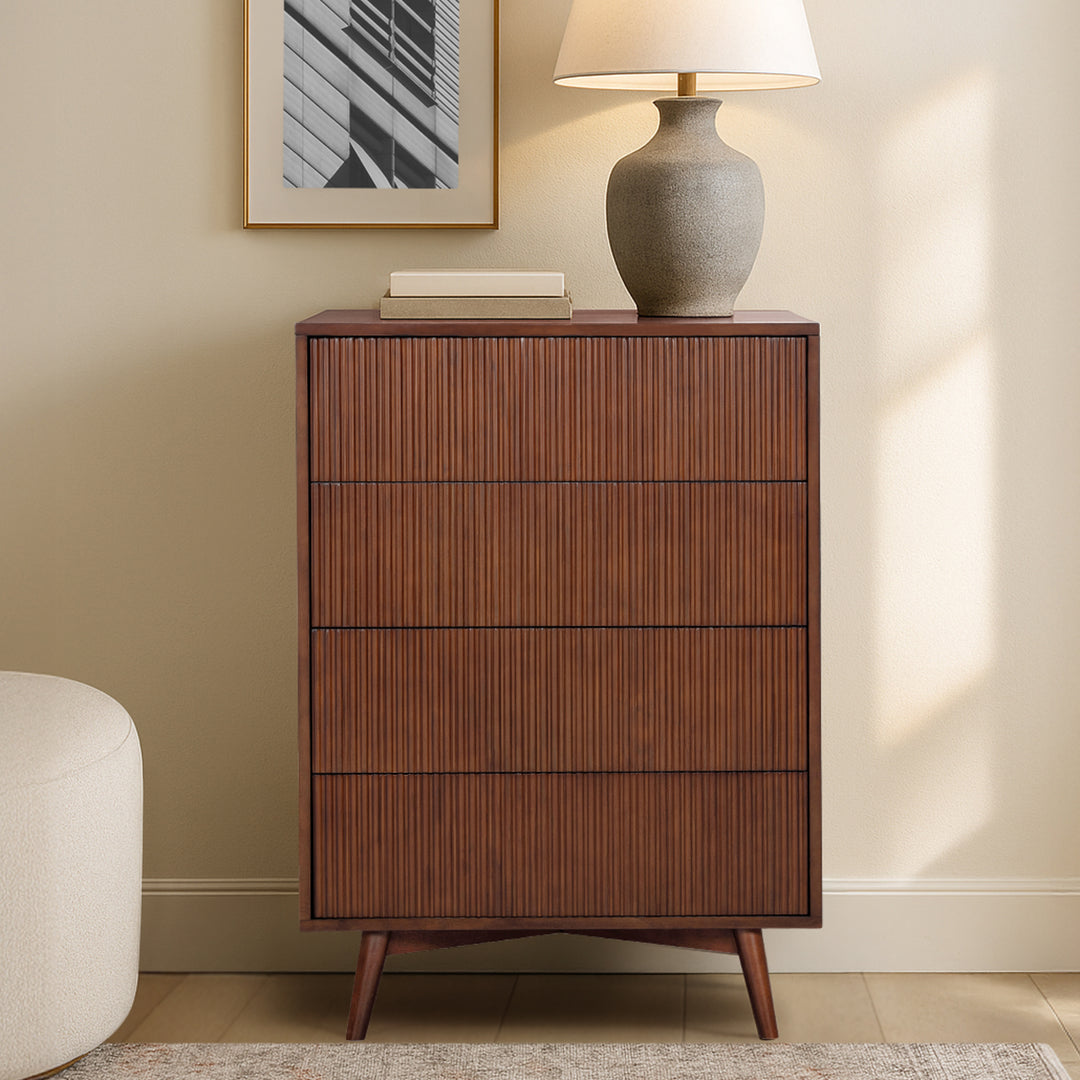 Tremolo 30'' Wide Wooden 4-Drawer Dresser with Fluted Fronts by Teamson Home