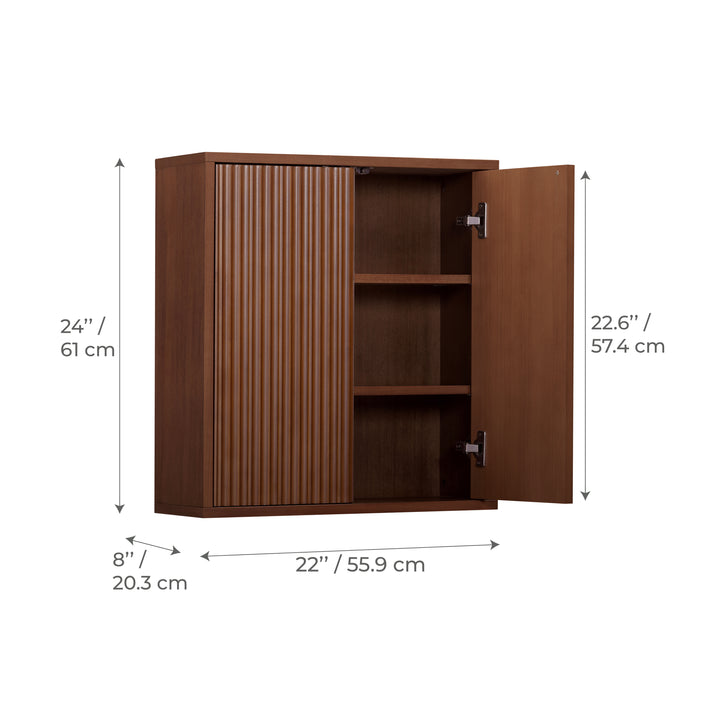 Tremolo 22'' Wide Wooden 2-Door Wall Cabinet with Fluted Fronts by Teamson Home