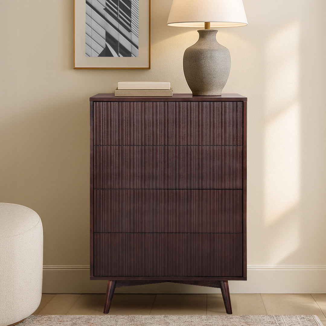 Tremolo 30'' Wide Wooden 4-Drawer Dresser with Fluted Fronts by Teamson Home