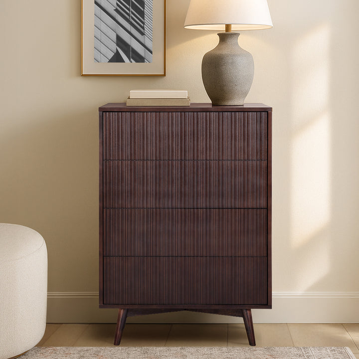 Tremolo 30'' Wide Wooden 4-Drawer Dresser with Fluted Fronts by Teamson Home