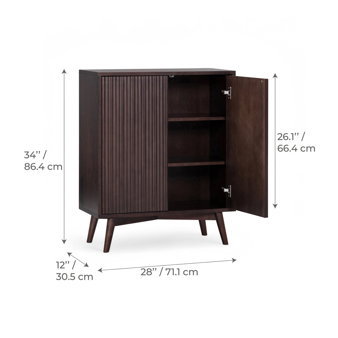 Tremolo 28'' Wide Mixed Woods Accent Cabinet with Fluted Fronts by Teamson Home