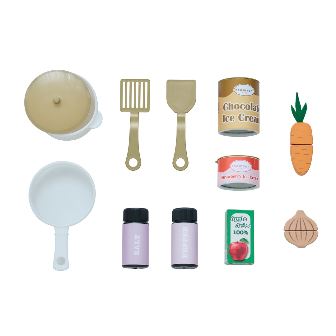 Wooden Play Kitchen with 12 Accessories, Purple - Little Chef Chester by Teamson Kids