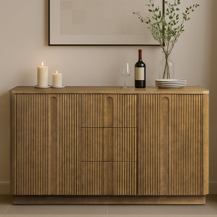 Potomac 55'' W Solid Wood Frame Sideboard with 3 Drawers and 2 Doors